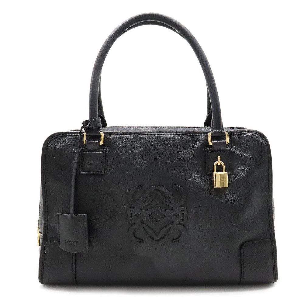 Loewe Anagram Tote Bag Handbag Shoulder Leather Black